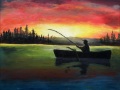 Rybár na člne - olejomaľba obraz