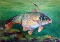 Kapor - rybársky maľovaný obraz