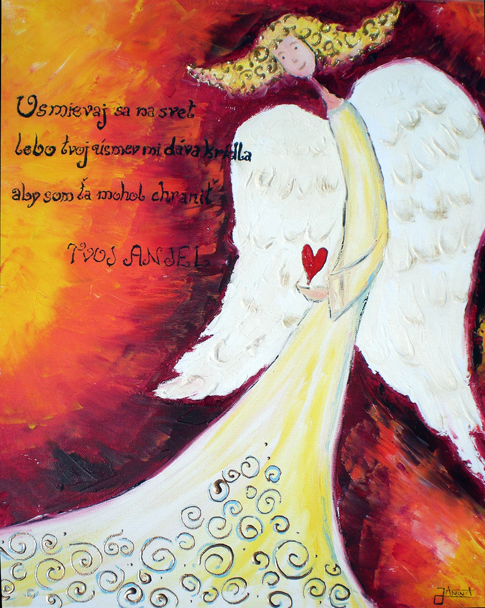Anjel ochranca - maľovaný obraz