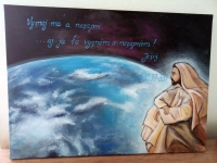 Maľovaný obraz Ježiš a zem